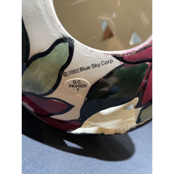 Blue Sky Clayworks Poinsettias Gazing Tea Light Ball by Heather Goldminc 2000 - Picture 5 of 9